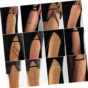 Wholesale Elastic Band Imitation Pearl Rhinestone Leg Chain Women Sexy For Ladies
