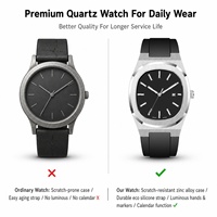 Montre à quartz ultra-fine pour homme avec logo personnalisé vintage 2024, de haute qualité, classique, luxe, cadran en verre, bracelet en silicone