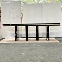 Lander Store Table console en marbre de luxe noir pour maison et hôtel Meubles de salon Table console en marbre Nero Dorato