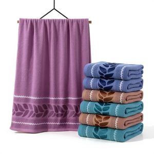 Juego de Toallas de Baño de Algodón, Colores Mezclados, Jacquard Floral, Rectangulares, Toallas Textiles para el Hogar para Adultos - Product Image 1