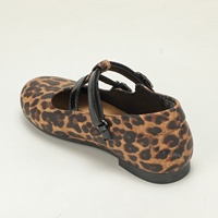 Chaussures plates Mary Jane pour filles, style léopard américain, à double boucle en T, brillantes, avec boucle réglable, bout rond, décontractées pour le quotidien, pour enfants