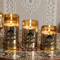 Bougie LED en verre de cire de paraffine à piles, décoration de festival musulman du Ramadan et de l'Aïd Moubarak de Mermei
