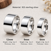 Bagues Simples en Véritable Argent Sterling 925 pour Femmes et Hommes, Fini Poli Brillant, Coupe Confortable, Idéales pour Alliances et Amoureux