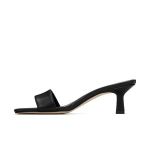 Sandali Classici da Donna con Punta Quadrata, Taglia Grande, <span class=keywords><strong>Argento</strong></span> e Nero, Ciabatte con <span class=keywords><strong>Tacco</strong></span> <span class=keywords><strong>Basso</strong></span> - Product Image 4