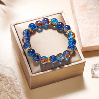 Bracelet Perlé en Verre Fait Main de 10 mm avec Entretoise Strass Dégradé, Cadeau Élégant pour Hommes et Femmes, Nouveau Design Classique