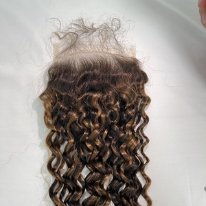 Chất Lượng Tốt Nhất Nổi Bật Màu Sắc Tây Ban Nha Xoăn 5*5 Trong Suốt Ren Đóng Cửa Bán Buôn Tóc Trinh Nữ Dệt Lớp Tóc Trinh Nữ Số Lượng Lớn Mua - Product Image 3