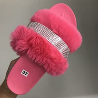 Tendance Mode Respirant Résistant Printemps-Été Grande Taille 35-43 Femme Extérieur Laine Semelle Épaisse Strass Peluche