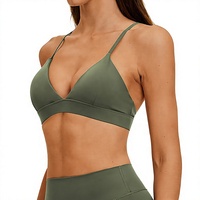 NOUVEAU Soutien-gorge de sport yoga col en V doux pour la peau, bretelles fines croisées réglables, séchage rapide, rembourré, pour femme, course à pied, gym, entraînement