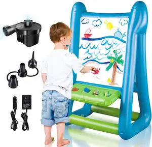 Double-Sided Inflatable Easel, Outdoor/Indoor Toys for Kids Ages 4-8, with Inflator and Paint for Young Artists, Gifts for Boys