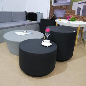 <span class=keywords><strong>Tavolino</strong></span> da Caffè Rotondo in Fibra di Argilla Contemporaneo Fatto a Mano in Grigio Cemento/Nero Carbone/Marrone per Uso Domestico e Soggiorno - Product Image 2