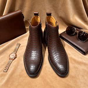Bottes en cuir à plateforme pour <span class=keywords><strong>homme</strong></span> avec fermetures éclair, style classique et luxueux pour les voyages en plein air et la randonnée - Product Image 3