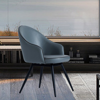 Chaise de salle à manger pivotante simple et moderne avec structure en métal et dossier rembourré en cuir pour la maison et l'hôtel, design de luxe léger