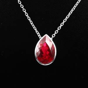 925 Sterling Silver 12x8mm Flawless Blood Red Pear Cut <b>Ruby</b> Women's Engagement Ring Classic Style Handmade Shama Gems Jewels - Product Image 1