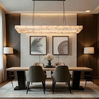 Lustre en marbre espagnol et albâtre, entièrement en cuivre, pour salon, salle à manger, villa design, maison carrée, chambre principale, bureau
