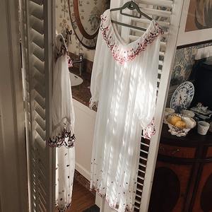 Gonna in <span class=keywords><strong>cotone</strong></span> a maniche lunghe da donna floreale ricamato con elastico floreale in vita <span class=keywords><strong>pigiama</strong></span> dolce e carina collezione estiva per ragazze - Product Image 5