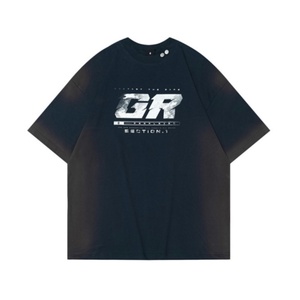 T-shirt décontracté personnalisé rétro tendance d'été à manches courtes et col rond, imprimé en sérigraphie, 100 % coton, pour hommes et femmes - Product Image 2