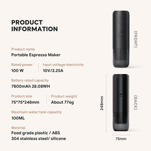 Machine à café expresso OEM avec logo, 20 bars, <span class=keywords><strong>rechargeable</strong></span>, compatible capsules et café moulu, 3-en-1, avec sac de transport - Product Image 6