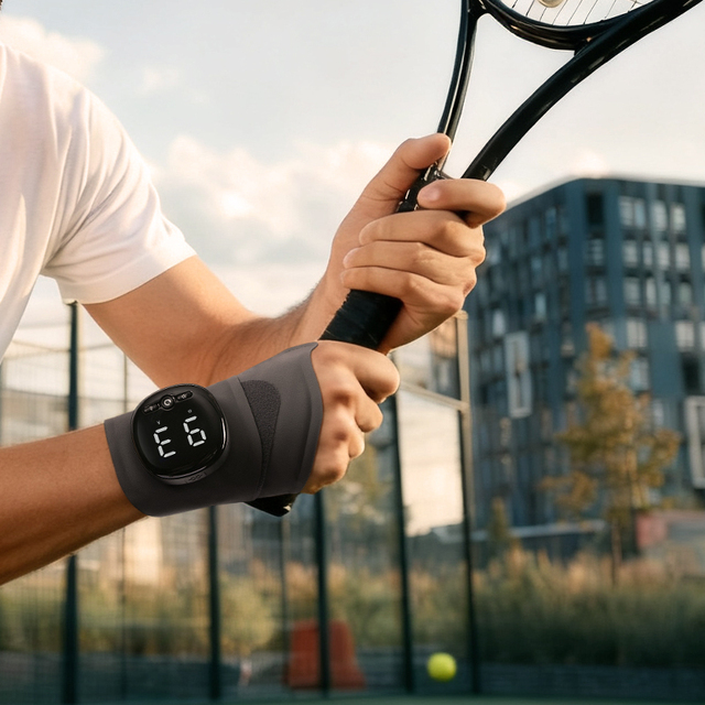 Graphene EMS Wrist Massage Brace 1100mAh Battery Wireless Remote Control for Strong Deep Heating Relief Fitness Office Daily