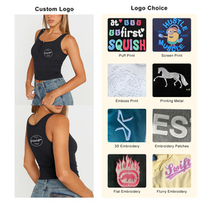 เสื้อกล้ามสำหรับออกกำลังกายของผู้หญิงเสื้อครอปคอตตอนสายเดี่ยวผ้าฝ้ายคอสี่เหลี่ยมพิมพ์ลายสกรีนทำจากผ้าไหมคุณภาพสูงออกแบบได้ตามต้องการ - Product Image 2