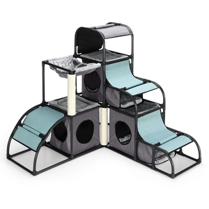 <span class=keywords><strong>Arbre</strong></span> à <span class=keywords><strong>chat</strong></span>, poteaux à gratter, condo d'escalade, salle de sport, maison pour animaux de compagnie, hamac, jouets, meubles, centre d'activités, kit multi-niveaux - Product Image 1