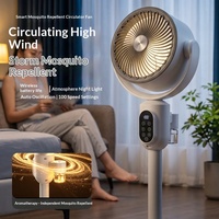 Ventilateur Circulateur Oscillant Haute Puissance, Ventilateur de Sol pour Usage Domestique, Ventilateur de Bureau Vertical Anti-Moustiques Rechargeable avec Minuteur USB Sans Balais