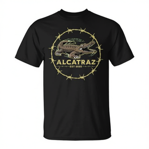 T-shirt Alcatraz Alligator nera con design a filo spinato Everglades Florida - Product Image 2