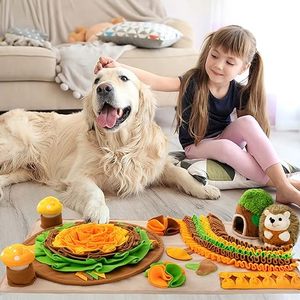 Pet Snuffle <b>Mat</b> for Dogs Hedgehog Puzzle Toy <b>Large</b> Sniffing <b>Mat</b> with Squeaky Mushrooms Portable Indoor/Outdoor Digging <b>Mat</b> - Product Image 2