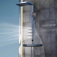 Ensemble de douche mural thermostatique noir mat HL avec pommeau de douche carré effet pluie et douchette à main