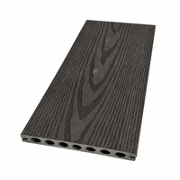 Planche de terrasse co-extrudée ASA 3ème génération, étanche, 1400x200mm, grain de bois anthracite, profil creux pour jardin et cuisine