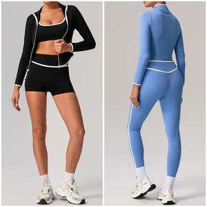 Ensemble de 4 pièces de vêtements de <span class=keywords><strong>sport</strong></span> pour femme sm2393-<span class=keywords><strong>Z</strong></span> : soutien-gorge de <span class=keywords><strong>sport</strong></span> taille haute, veste à lignes contrastées, pour course à pied, fitness et yoga - Product Image 4