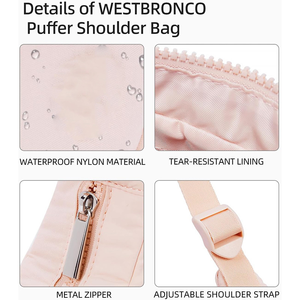 女式尼龙手提包单肩包带可调节肩带大容量便携耐用条纹装饰 - Product Image 5