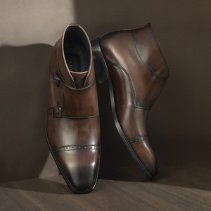 Bottes en cuir pour hommes de haute qualité à double boucle, style décontracté et habillé, rehaussantes et respirantes - Product Image 3