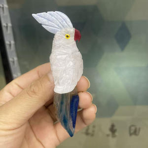 クリスタルバードカービング、鳥の彫刻、宝石鳥コレクション、オウムの鉱物標本、瑪瑙オウム - Product Image 3