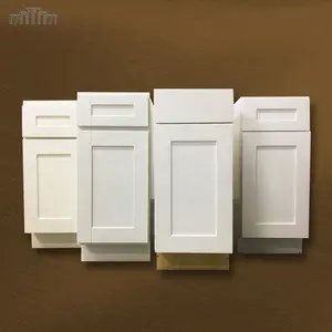 Diskon cat putih kayu ukuran standar Amerika pengocok dibingkai Inset struktur lembut tutup dasar dapur lemari dapur untuk lemari dapur