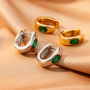 Edelstahl 316L Ohrringe 18K Vergoldet Zirkonia Creolen Großhandel Vintage Durchbohrte Retro Creolen für Damen - Product Image 1