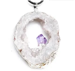 TaiLai натуральный агат кварц Жеода Друза подвеска ожерелья для женщин натуральный камень звенья кристалл драгоценный камень Подвески Кристалл