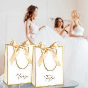Sacchetti Regalo in Oro Bianco con Manico, Sacchetti Regalo con Fiocco <span class=keywords><strong>per</strong></span> Capodanno, San Valentino, Matrimoni, Compleanni, Natale - Product Image 6