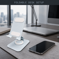 Support de téléphone en métal pliable et rotatif pour bureau, support universel pour tablette, idéal pour regarder des films, des émissions en direct, etc.
