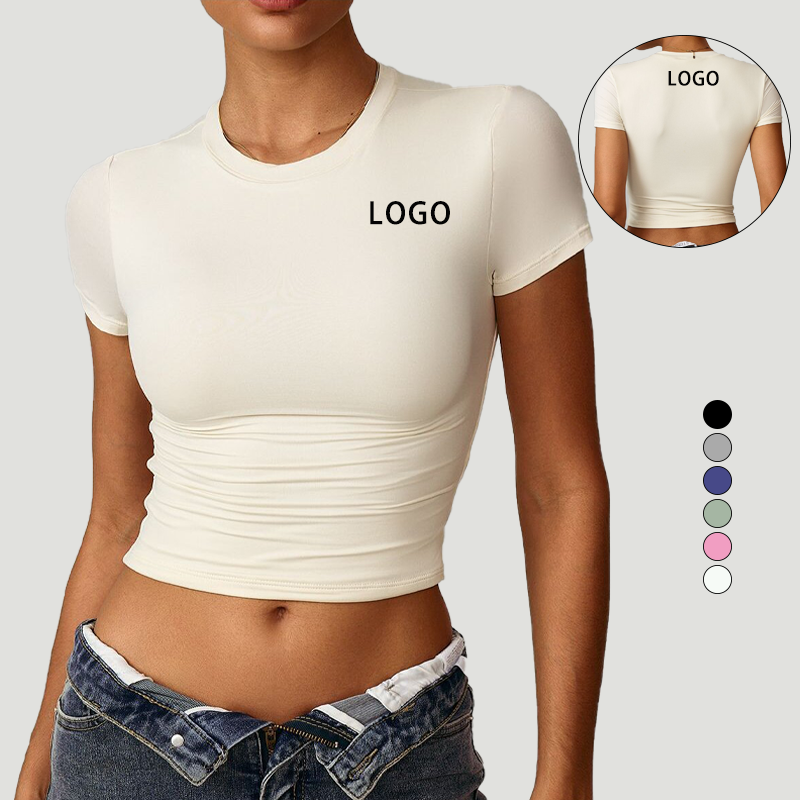 Quick-Drying Women's Yoga Running Sports Tank Top Custom Colors Seamless Fitness Tops Front Plus Sizes Available Short Sleeves