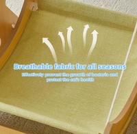 Lit d'intérieur personnalisable pour animaux de compagnie avec hamac en bois à double couche détachable Lit à bascule à motif solide pour le sommeil du chat
