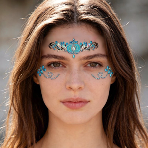 Pegatinas de Maquillaje de Ojos con Pedrerí<span class=keywords><strong>a</strong></span> Multicolor de Lujo para la Frente, Adornos de Pedrerí<span class=keywords><strong>a</strong></span> para Escenario y Fiestas - Product Image 1