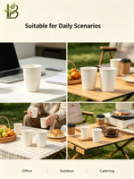 Gobelet en papier ondulé blanc jetable à trois couches pour boissons chaudes, thé au lait, café, avec couvercle, pour utilisation en voyage