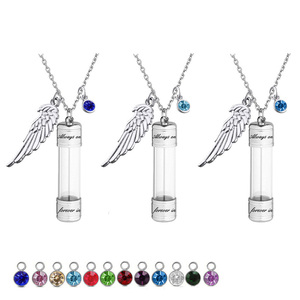 Collana con Ciondolo in Vetro Apribile Inciso, Urna per Ceneri Commemorative, Gioielli Regalo per Animali Domestici e Umani - Product Image 1