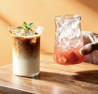 Gobelet en verre pour latte glacé de 380 ml, verre à café transparent en borosilicate de haute qualité, réutilisable, pour thé au lait, jus, verrerie pour café