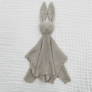 Couverture de sécurité en tricot en forme de tête de <span class=keywords><strong>lapin</strong></span> en gros, 100% coton, pour nouveau-né, <span class=keywords><strong>doudou</strong></span> <span class=keywords><strong>lapin</strong></span> - Product Image 3
