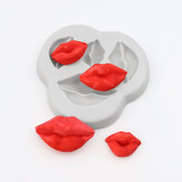 3D Silikonharz-Epoxidform mit 4 Löchern in Lippenform für Kinder-DIY, handgemachte Ton-, Kuchen-, Süßigkeiten-, Spitzen- und Schokoladendekoration, umweltfreundlich, OPP-Beutel