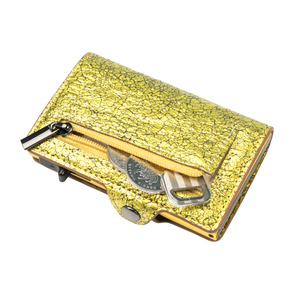Portefeuille en cuir métallique doré de luxe Casekey avec pince à billets, étui à monnaie, porte-cartes automatique en métal RFID pour hommes - Product Image 3