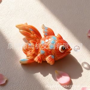 Magnifique aimant de réfrigérateur en résine en forme de lanterne de poisson, 2 pièces, décoration du Nouvel An chinois, forme d'animal traditionnelle - Product Image 2