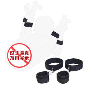BDSM Set pengekangan pengikatan dapat disesuaikan borgol pergelangan tangan ke paha SM pasangan dewasa mainan seks kamar tidur bermain hitam kualitas tinggi - Product Image 6
