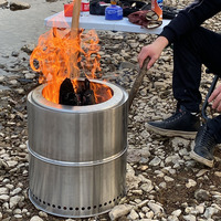 Brasero portable de 15 pouces en acier inoxydable argenté, sans fumée, pour feu de camp extérieur, cuisson au bois, camping SRDWOS